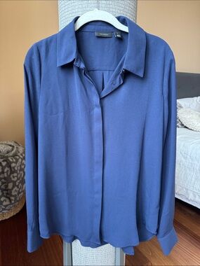 Halogen Deep Blue Long-Sleeve Button-Down Shirt